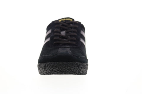 Gola Harrier Suede CMA192 Mens Black Suede Lace Up Low Top Sneakers Shoes