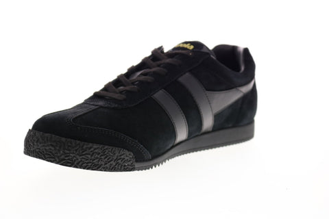 Gola Harrier Suede CMA192 Mens Black Suede Lace Up Low Top Sneakers Shoes