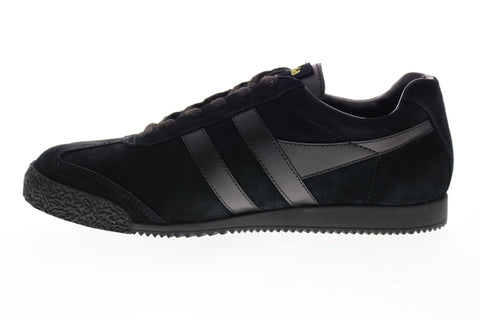 Gola Harrier Suede CMA192 Mens Black Suede Lace Up Low Top Sneakers Shoes