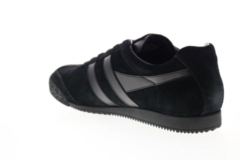 Gola Harrier Suede CMA192 Mens Black Suede Lace Up Low Top Sneakers Shoes