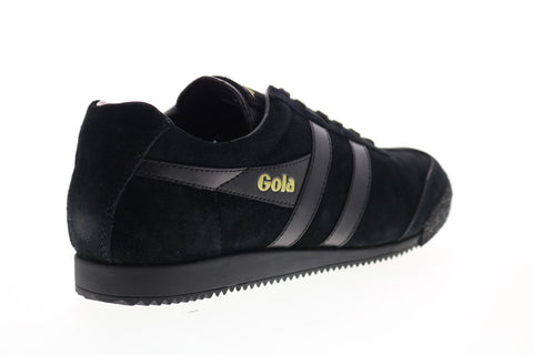 Gola Harrier Suede CMA192 Mens Black Suede Lace Up Low Top Sneakers Shoes
