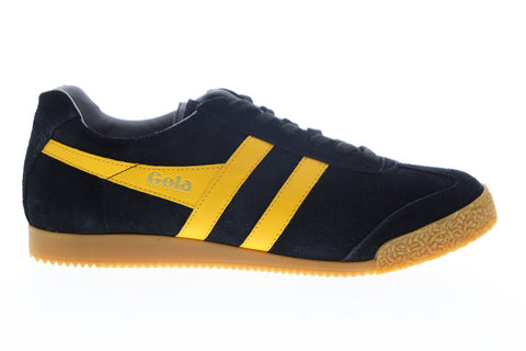 Gola Harrier Suede CMA192 Mens Black Suede Lace Up Low Top Sneakers Shoes