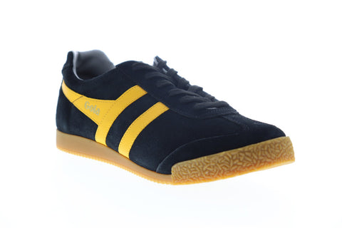 Gola Harrier Suede CMA192 Mens Black Suede Lace Up Low Top Sneakers Shoes