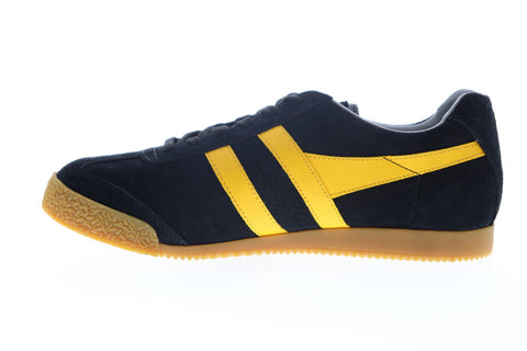Gola Harrier Suede CMA192 Mens Black Suede Lace Up Low Top Sneakers Shoes