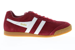Gola Harrier Suede CMA192 Mens Red Suede Lace Up Low Top Sneakers Shoes