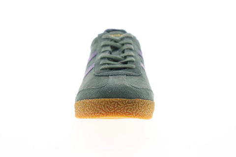 Gola Harrier Suede CMA192 Mens Green Suede Lace Up Low Top Sneakers Shoes