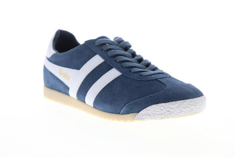 Gola Harrier Suede CMA501 Mens Blue Suede Lace Up Low Top Sneakers Shoes