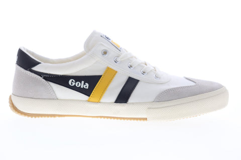 Gola Badminton CMA548 Mens White Canvas Lace Up Low Top Sneakers Shoes