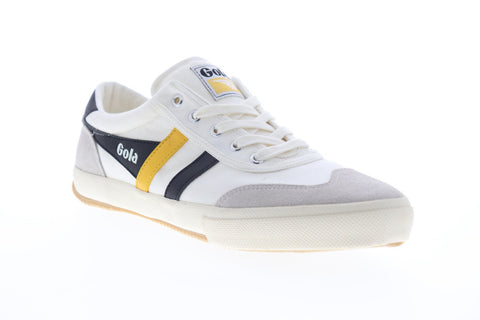 Gola Badminton CMA548 Mens White Canvas Lace Up Low Top Sneakers Shoes