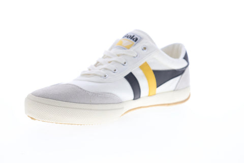 Gola Badminton CMA548 Mens White Canvas Lace Up Low Top Sneakers Shoes