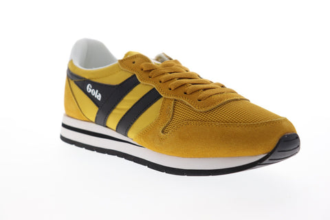 Gola Daytona CMA592 Mens Yellow Mesh Suede Lace Up Low Top Sneakers Shoes