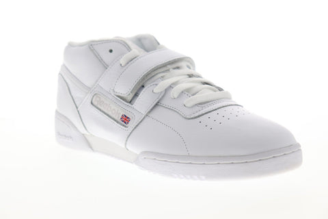 Reebok Workout Clean Mid Strap MU CN3915 Mens White Lifestyle Sneakers Shoes