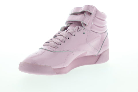 Reebok Freestyle HI CN3992 Womens Pink Patent Leather High Top Sneakers Shoes