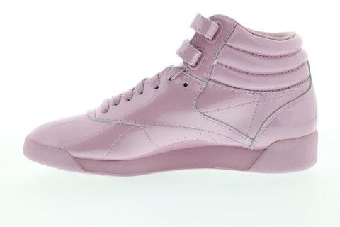 Reebok Freestyle HI CN3992 Womens Pink Patent Leather High Top Sneakers Shoes