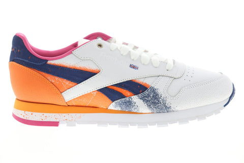 Reebok Classics Leather Montana Mens White Leather Low Top Sneakers Shoes