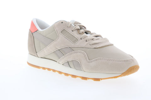 Reebok Classic Nylon CN6688 Womens Beige Suede Lace Up Sneakers Shoes 