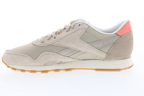 Reebok Classic Nylon CN6688 Womens Beige Suede Lace Up Sneakers Shoes 