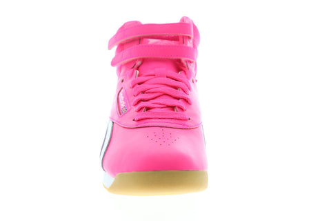 Reebok Freestyle HI SU CN7150 Womens Pink Leather High Top Sneakers Shoes