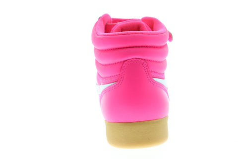 Reebok Freestyle HI SU CN7150 Womens Pink Leather High Top Sneakers Shoes