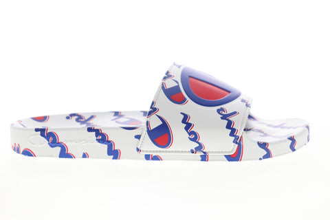 Champion IPO Mega Script CP100570M Mens White Synthetic Slides Sandals Shoes