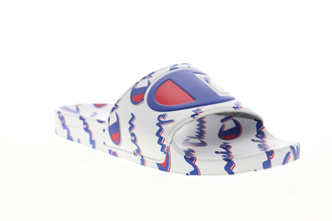 Champion IPO Mega Script CP100570M Mens White Synthetic Slides Sandals Shoes