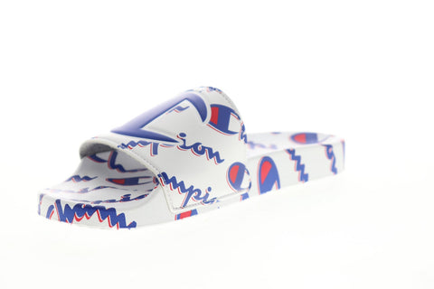 Champion IPO Mega Script CP100570M Mens White Synthetic Slides Sandals Shoes