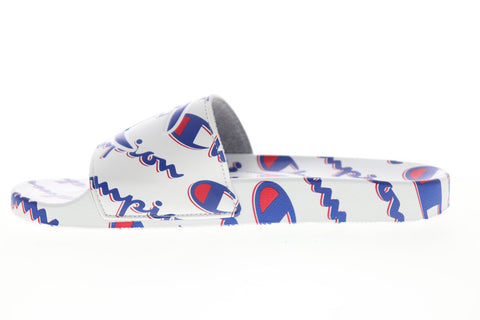 Champion IPO Mega Script CP100570M Mens White Synthetic Slides Sandals Shoes