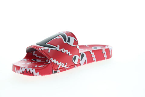 Champion IPO Mega Script CP100572M Mens Red Synthetic Slides Sandals Shoes