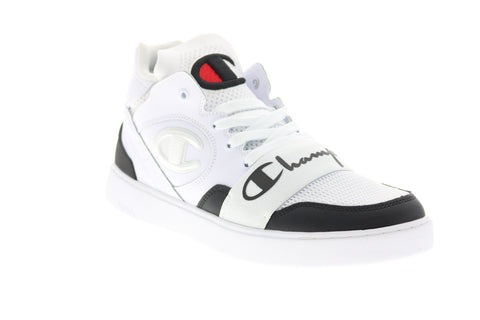 Champion Hype Cup Mid CP100888M Mens White Leather Lifestyle Sneakers Shoes