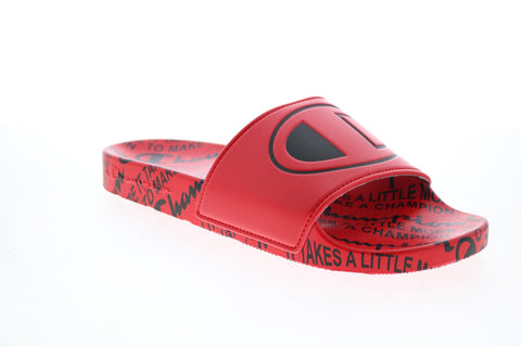 Champion IPO IT CP100920M Mens Red Synthetic Slip On Slides Sandals Shoes