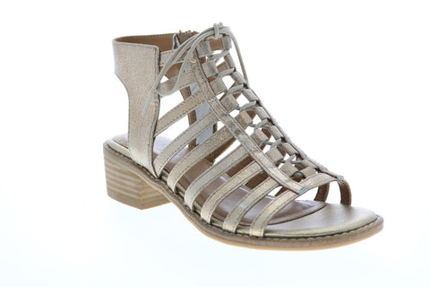 Comfortiva Blossom Womens Gold Leather Gladiator Sandals Shoes