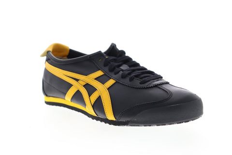 Onitsuka Tiger Mexico 66 D4J2L-9059 Mens Black Leather Low Top Sneakers Shoes
