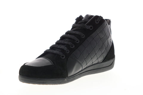 Geox Myria D6468C05422C9999 Womens Black Leather Zipper Euro Sneakers Shoes
