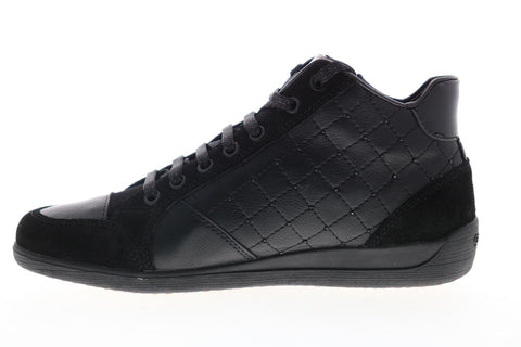 Geox Myria D6468C05422C9999 Womens Black Leather Zipper Euro Sneakers Shoes