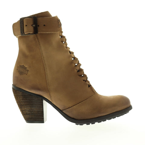 Harley-Davidson Calkins D84268 Womens Brown Leather Zipper Motorcycle Boots Shoes