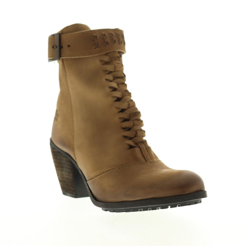Harley-Davidson Calkins D84268 Womens Brown Leather Zipper Motorcycle Boots Shoes