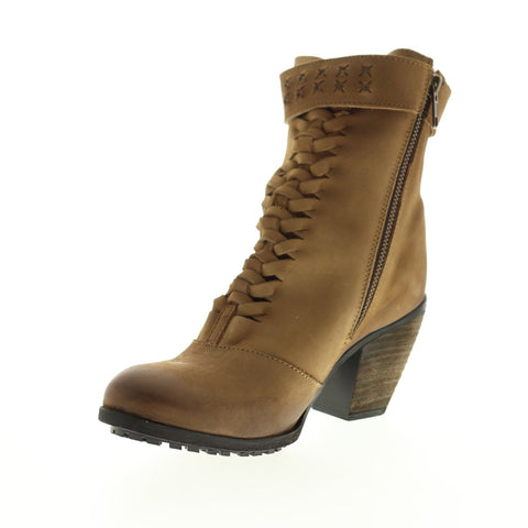 Harley-Davidson Calkins D84268 Womens Brown Leather Zipper Motorcycle Boots Shoes