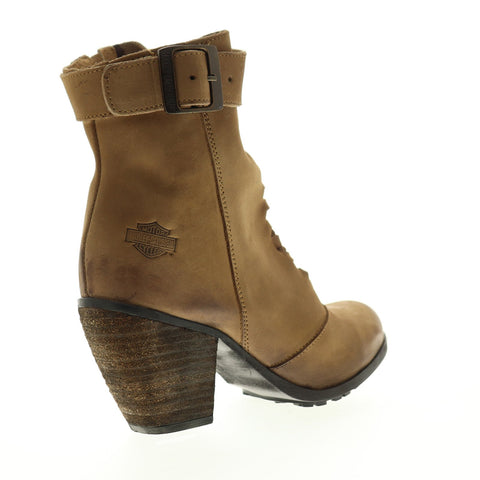 Harley-Davidson Calkins D84268 Womens Brown Leather Zipper Motorcycle Boots Shoes