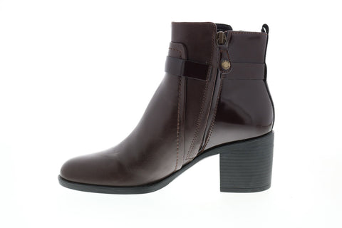 Geox Glynna D843CB043BCC6009 Womens Brown Leather Zipper Ankle & Booties Boots
