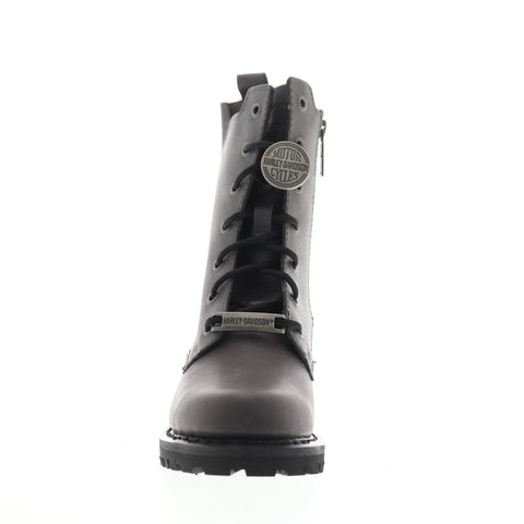 Harley-Davidson Wicklyn D84479 Womens Gray Leather Zipper Motorcycle Boots Shoes