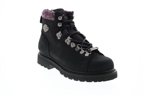 Harley-Davidson Akers D84549 Womens Black Leather Lace Up Motorcycle Boots