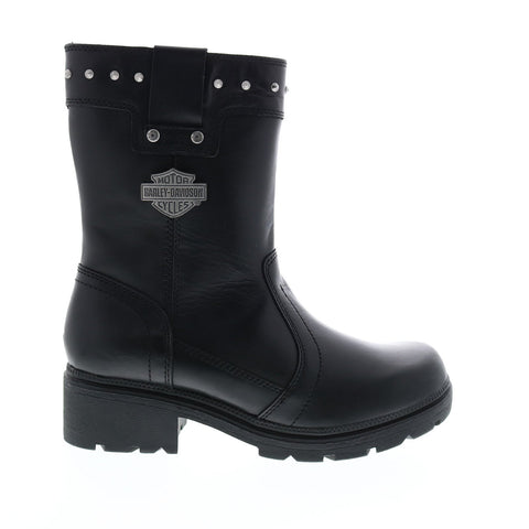 Harley-Davidson Galwood D84563 Womens Black Leather Zipper Motorcycle Boots