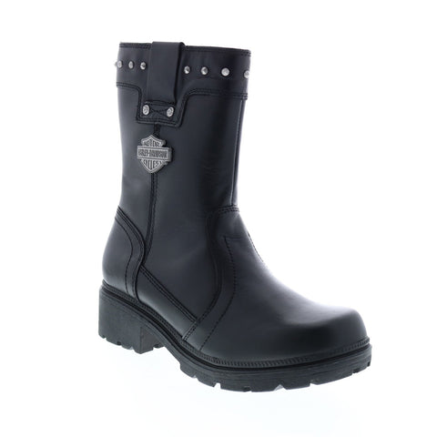 Harley-Davidson Galwood D84563 Womens Black Leather Zipper Motorcycle Boots
