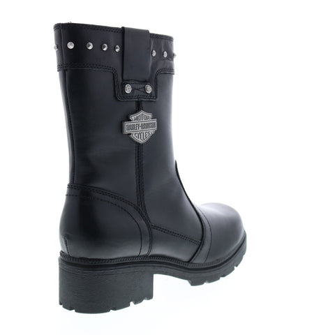Harley-Davidson Galwood D84563 Womens Black Leather Zipper Motorcycle Boots