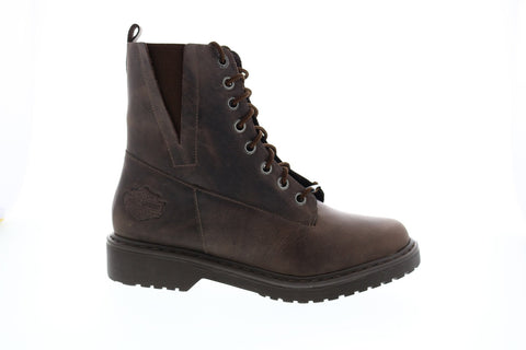 Harley-Davidson Anslee D84574 Womens Brown Leather Lace Up Motorcycle Boots