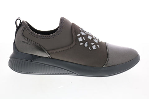 Geox Theragon D848SA0AJAUC1115 Womens Gray Leather Slip On Euro Sneakers Shoes