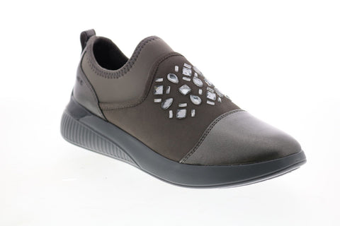 Geox Theragon D848SA0AJAUC1115 Womens Gray Leather Slip On Euro Sneakers Shoes