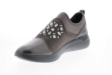 Geox Theragon D848SA0AJAUC1115 Womens Gray Leather Slip On Euro Sneakers Shoes
