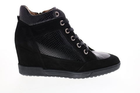 Geox Carum D84ASC02241C9999 Womens Black Suede Lace Up Euro Sneakers Shoes