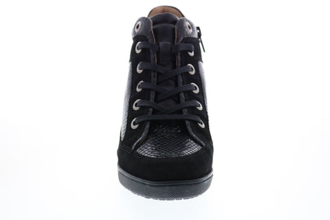 Geox Carum D84ASC02241C9999 Womens Black Suede Lace Up Euro Sneakers Shoes